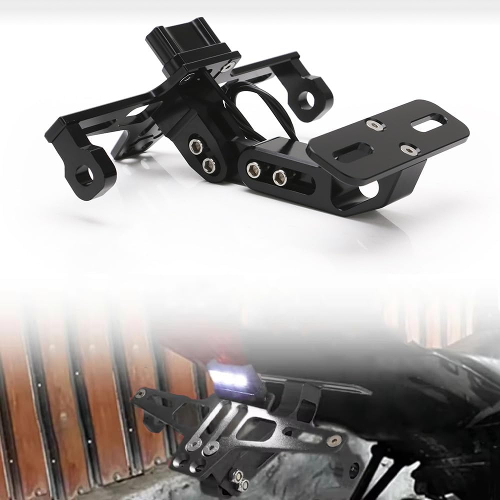 Motorcycle License Plate Bracket for Honda PCX125 PCX150 PCX160 PCX 125 PCX 150 PCX 160, Adjustable Motorcycle Tail Tidy License Plate Holder with Light, Aluminum Durable Rear Frame Mount