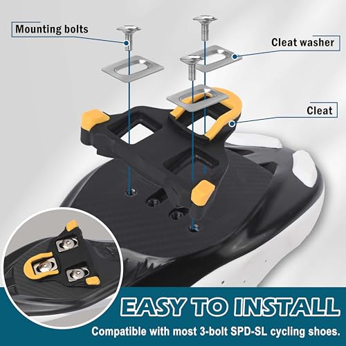 Pinsync SPD SL Cleat 6° Float Spare, Durable Replacement Cleat Compatible with Shimano SPD-SL Pedals, Includes Mounting Hardware & Wrench for 3-Hole Cycling Shoes - Thumbnail 4