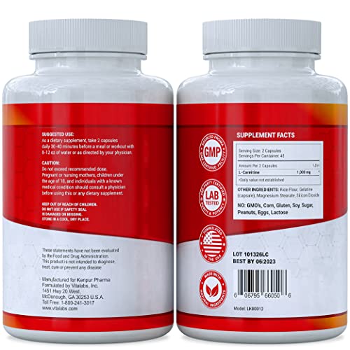 Kenpur Pharma L-Carnitine 2000 Mg Pack Of 2 Capsules For Increased Energy Better Athletic Performance Stamina L Carnitine Supplement Signature L Carnitine 180 Caps American Quality #TOP7