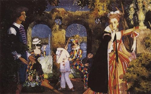 Tableaux Abstrait Peinture Pour Salon et Chambre Affiche Comédie Italienne Somov 60x90cm