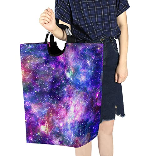 Moudou Purple Galaxy Laundry Basket Foldable Laundry Hamper Large Clothes Toys Basket With Handles For Laundry Room, Bathroom, Bedroom, Dorm #TOP6