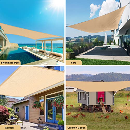 Whonline Sun Shade Sail 10' X 13' Rectangle Canopy Sand For Patio Garden Yard Deck Pergola #TOP4