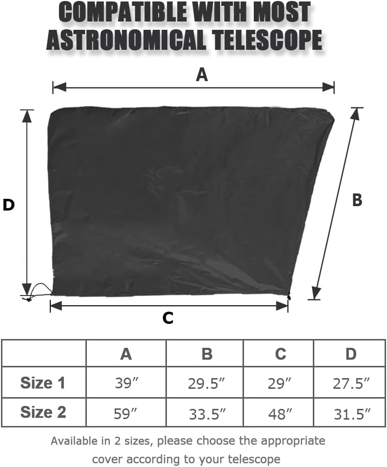 Telescope Cover, Waterproof & Dustproof 420D Oxford Cloth Protector for Outdoor Astronomical Telescopes, Sun Protection & Weather Resistant, Durable Telescope Guard, (Black, 39" Lx29.5 H)