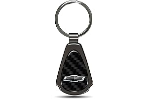 Official Licensed for Chevrolet Black Logo Real Black Carbon Fiber Metal Teardrop Key Chain Keychain