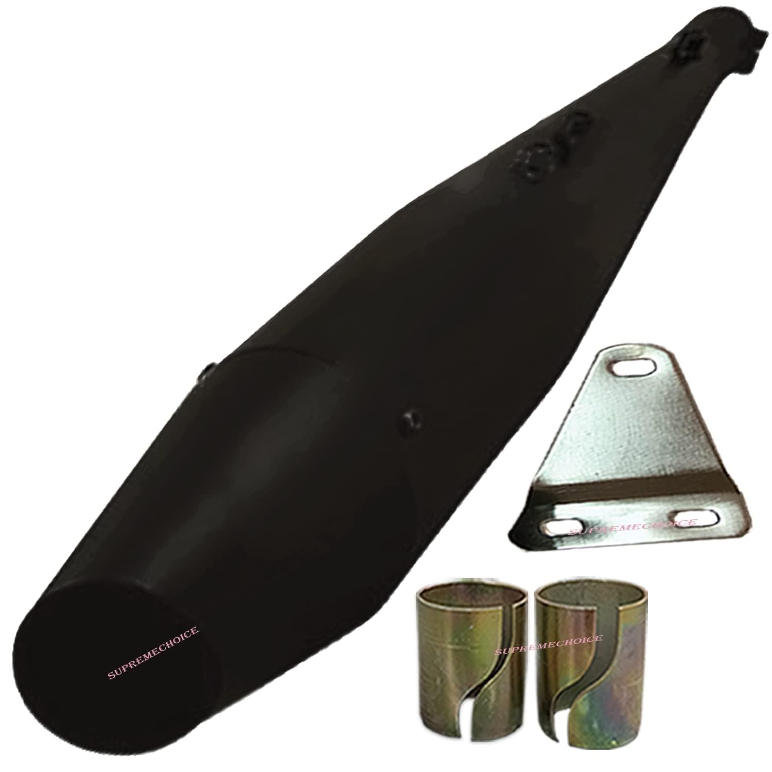 Bike Bullet SLM27 Silencer Bullet Exhaust Glasswool Dolphin Filter Black Bike Exhaust With Zed Clamp & Bush for Royal Enfield Bullet Classic 500-image-47