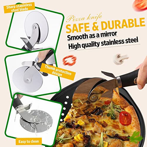 Zubebe 7 Pieces Pizza Pan With Holes Set 14 Inch Carbon Steel Pizza Baking Pan Round Pizza Cutter Pizza Slicer Spatula Cooking Pinch Mitts Shovel Brush Silicone Tray For Oven For Family Party Favors #TOP4