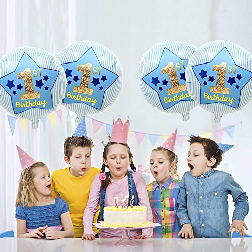 Image of AMFIN (Pack of 4) Happy Birthday Foil / 1st Birthday Decoration item /Boy Decoration Balloon /Foil Balloon Birthday /Theme Birthday Star