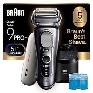 Braun Series 9 PRO+ Electric Razor for Men, Electric Foil Shaver, with Precision Trimmer, Pro SensoAdapt, 6in1 SmartCare Center, Travel PowerCase, 9677CC, Silver