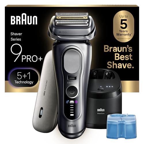 Image of Braun Electric Razor for Men Series 9 PRO+ Electric Foil Shaver with Precision Trimmer, 6in1 SmartCare Center, Travel Powercase, 9677cc
