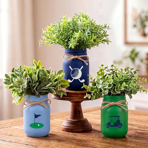 Yungyan 3 Pack Golf Mason Jars Bulk with Twine Golf