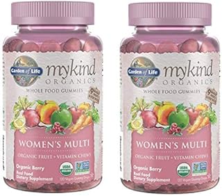 MyKind Organics Women's Multi Whole Food, Organic Vitamin Chews in Delicious Organic Berry (120 Vegan Gummy Drops) Pack of 2