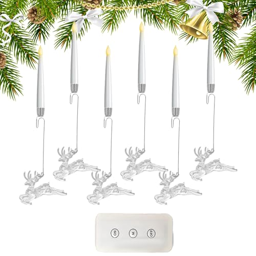 Bougie LED élan sapin de Noël décoration à piles avec minuterie