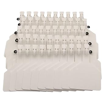 50 Pcs Blank Cattle Ear Tags, TPU One-Piece Flexible Livestock | Ear Tags for Cow Sheep Goat Pig Hog Calf, Large Size Tagging Writable Animal Identification Tags Farm Supplies White