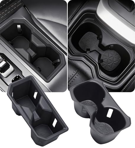 Image of 1st & 2nd Row Cup Holder Inserts for Toyota RAV4 2026, Center Console Interior Accessories Front & Rear Cup Holders Covers Protector for 2026 RAV 4, Black