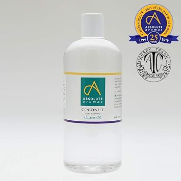 Absolute Aromas Fractionated Coconut Oil 500ml - 100% Pure, Unscented and Natural Carrier Oil - for Massage, Aromatherapy and Blending Essentials Oils - Use on Hair and Skin