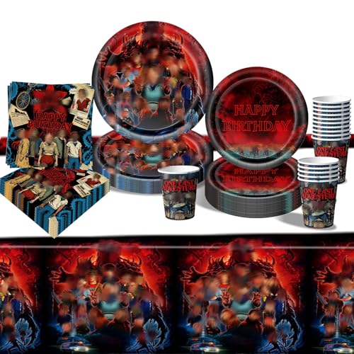 Birthday Party Decorations 81pcs Party Supplies Tableware Set Include Plates Napkins Cups Tablecloth for Birthday Party Table Decorations