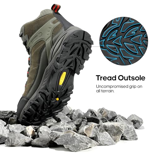 Image of NORTIV 8 Men's Waterproof Hiking Boots Outdoor Mid Trekking Backpacking Mountaineering Shoes
