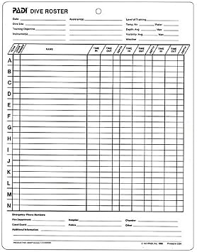 Padi Dive Roster Slate