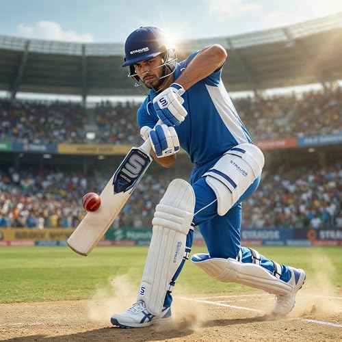 Image of Strauss Complete Cricket Kit Set with Bat, Ball, Helmet, Pads, Gloves, Guard & Kit Bag | Full Cricket Starter Set for Boys, Youth & Beginners | Right Hand | Blue