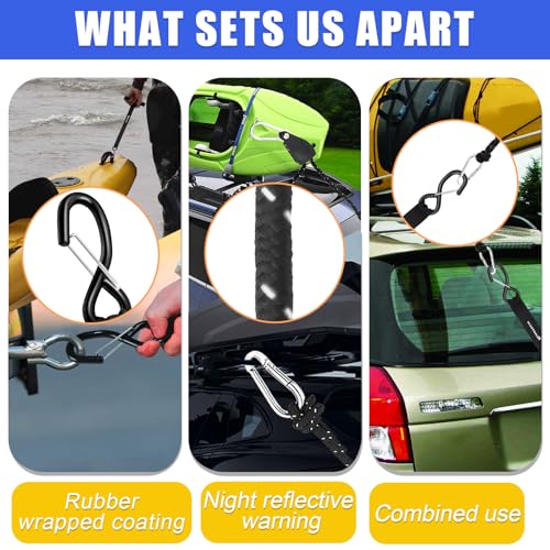 Kayak Tie Down Straps Kit – Bow & Stern Loops, Heavy Duty Ratchet Straps, Anchor Points & Secure Tying Kit for Canoes, Kayaks, Paddleboards, and Watercraft - Thumbnail 5