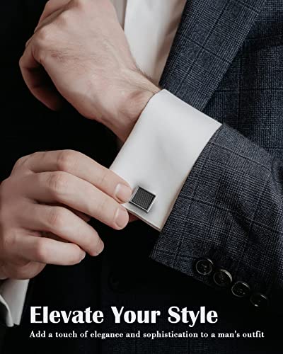 Lictin Men's Cufflinks Cuff Links For Men, Stainless Steel Tuxedo Shirt Cuff Links Set, Men’s Jewelry Or Accessories For Business, Wedding, 5 Pairs,Square #TOP1