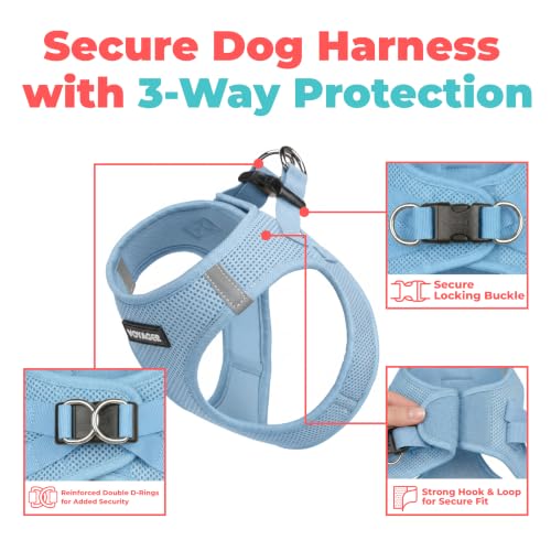 Image of Voyager Step-in Air Dog Vest Harness - Baby Blue, Small | 14.5-16 inch in Chest, Reflective Bands, All Weather Breathable Air Mesh, Cats Compatible, Lightweight, Fast Drying