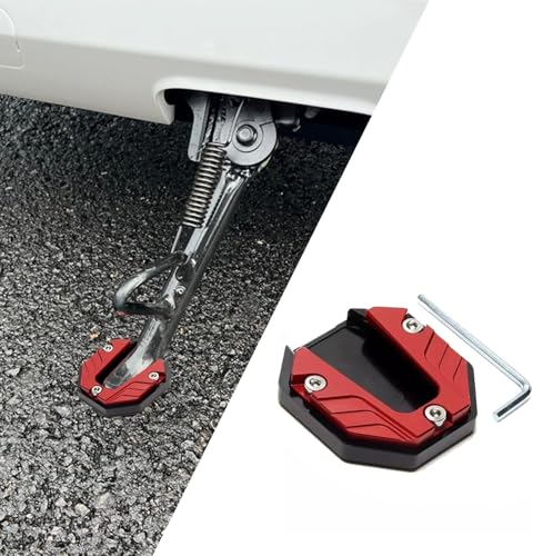 ZYJHGF Motorrad Seitenständer Verlängerung für Triumph Street Triple 765 Street Bike, Aluminium Universelle Antirutsch Ständerverlängerung Unterstützungszubehör,B-Red