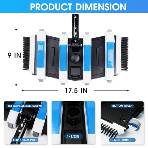 Image of TidyMister 4LB Professional Pool Vacuum Heads with Hose Adapter Connector 1-1 /4 inch or 1-1 /2 inch Set-Commercial-Grade Vac Head & Swivel Handle,Wheels for Vinyl Liner,Inground & Above-Ground Pool