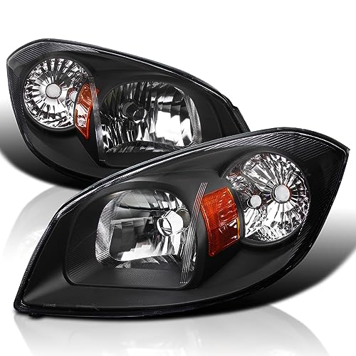 Spec-D Tuning Black Clear Headlights Compatible with Chevy Cobalt 2005-2010, 05-06 Pontiac Pursuit, 07-09 G5, L+R Pair Head Light Lamp Assembly