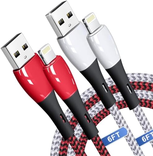 iPhone Charger Cable Braided,[Apple MFi Certified]2 Pack 6FT Fast Charging Lightning Cable,Long USB Charging High Speed Transfer Cord for iPhone 14/13/12/11/X/Max/8/7/6/6S/5/5S/SE/Plus/iPad-Multicolor