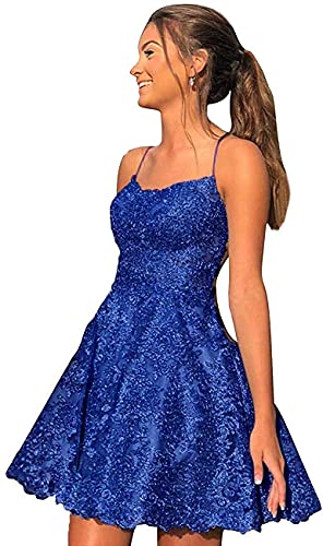 HUINI Ballkleid Kurz Spitzen Cocktail Partykleider Damen Rückrnfrei...