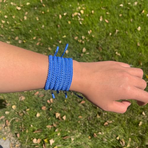 6PCS Blue Friendship Bracelets Bulk Blue Braided Bracelet for Women Men Handmade Adjustable Woven Blue String Bracelet3