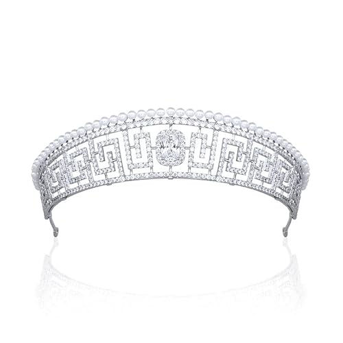 Charming princess crown 600 Pcs Cubic Zirconia pearl 925 Sterling Silver Crown