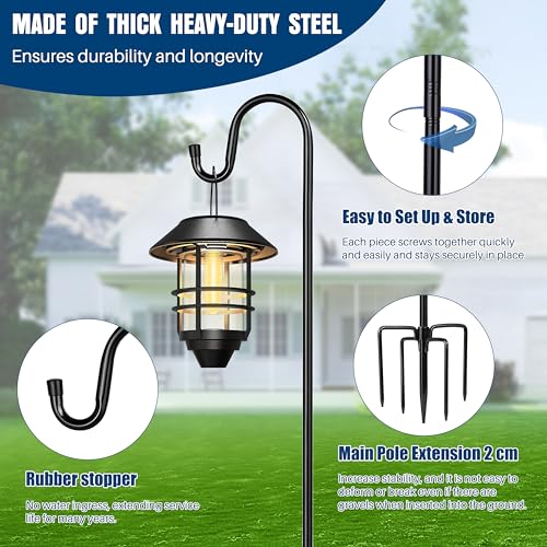 Image of Ottsuls Shepherds Hooks for Outdoor - 60 inch Heavy Duty Bird Feeder Pole with 5 Prong Base, Adjustable Stand Hanger for Garden Plant, Hummingbird Feeder, Lantern Lights - Haning Wedding Decor (1 Pack)