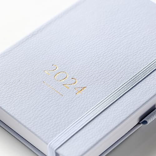 Busy B Compact A6 Day A Page Diary January to December 2024, A6 Cloud Blue, Faux Leather Daily Planner with Lined Pages - Image 4