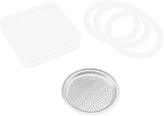 3 Rubber Seal/Rings+1 Filter -Replacement- Sizes 1,2,3 Cup for Espresso coffee Moka poot and aluminum coffee pot (3-CUP)