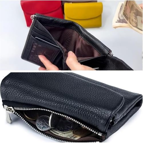Unisex Pebble Leather Wallet, Short Genuine Leather Purse,Small Compact Bifold Pocket Purse Multicolor, for Men & Women (E)4