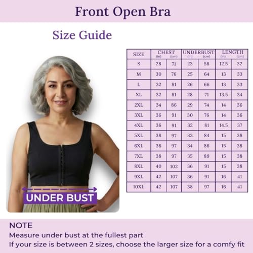 Image of ADIRA | Front Open Bra for Elderly Women | Non Padded & Non Wired | Bra for Elderly Women | Full Coverage with Front Hook | U-Back | Stretchable Cotton Fabric | Pack of 1
