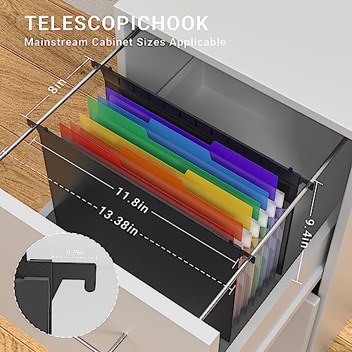 Pastas de arquivo suspensas expansíveis de plástico para armário de arquivo, aba de 1/3 corte, 7 bol