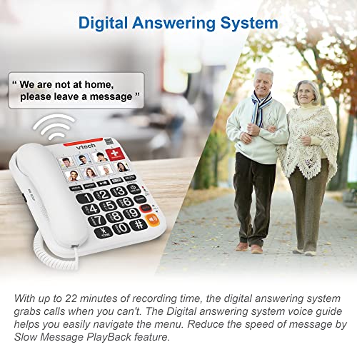 VTech SN1127 Amplified Corded Senior Phone with Answering Machine, 8 Photo Speed Dial, 90dB Loud Ringer, Big Buttons - image 9