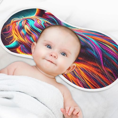 Highland Cow Neon Baby Burp Cloths Muslin Soft Burp Cloth Rags Cotton Burp Clothes Absorbent for Unisex Boy Newborn Girl 1 Pack 22x11 Inches4
