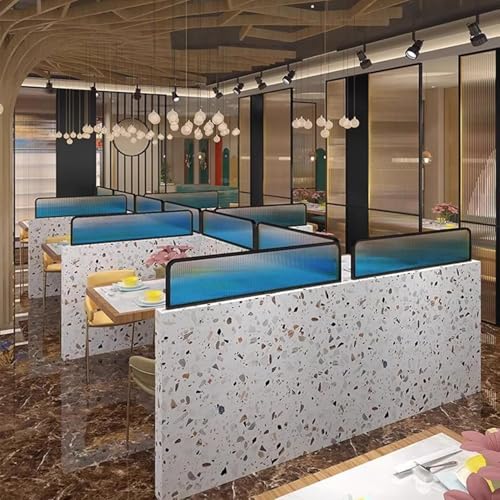 Cloisons en verre bleu pour comptoir de bureau et salle à manger