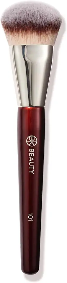 BK BEAUTY BRUSHES - 101 CONTOURED FOUNDATION BRUSH - Contoured Foundation Brush - Foundation Makeup Brushes - Face Brush For Liquid Or Cream Foundations