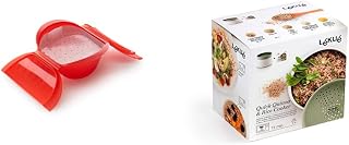 Lékué Estuche Vapor Hondo con Bandeja 3-4 pers, Silicona Platino, Rojo, 1000 ml & Recipiente para cocinar Quinoa, Arroces y Cereales, 1 Litro, Color Verde