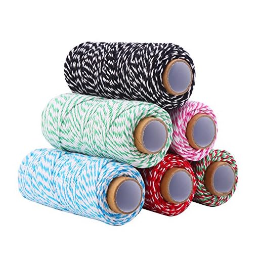 DECORA 328 Yard Bakers Twine Cord Cotton String Rope for Gift Wrapping, Arts Crafts Pack of 6