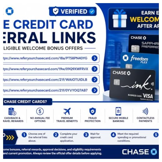 Verified Chase Credit Card Referral Links – Check Eligible Welcome Bonus Offers