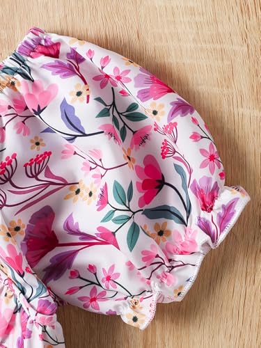 Image of Girl's Rayon Fabric V Neck Short Sleeve Flower Printed Knee-Length Dress for Summer Picnics & Daily Outings