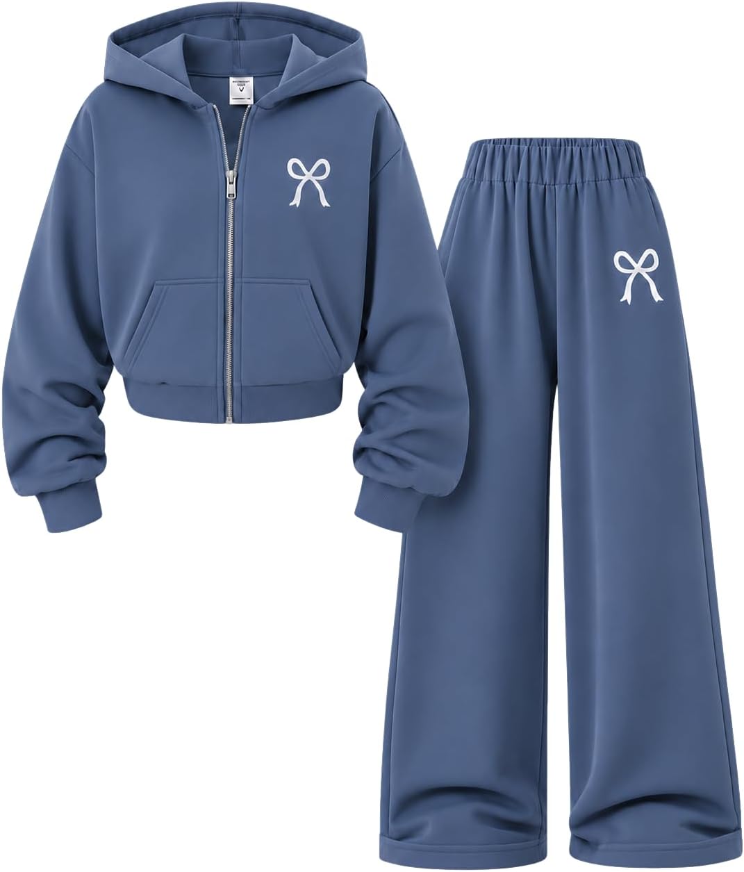 Teen Girls Clothes 2 Piece Long Sleeve Zip Hoodie Sweatshirt and Wide Leg Pants Fall Clothing Set, Sizes 7-14 Years