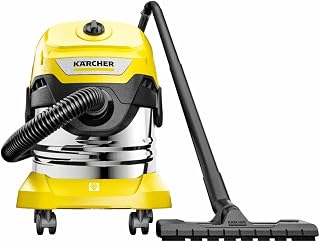 Kärcher, Aspirador en seco y húmedo WD 4 S V-20/5/22, Potencia 1000 W, Yellow/Black, Depósito de acero inoxidable 20 l, Manguera aspiración 2,2 m