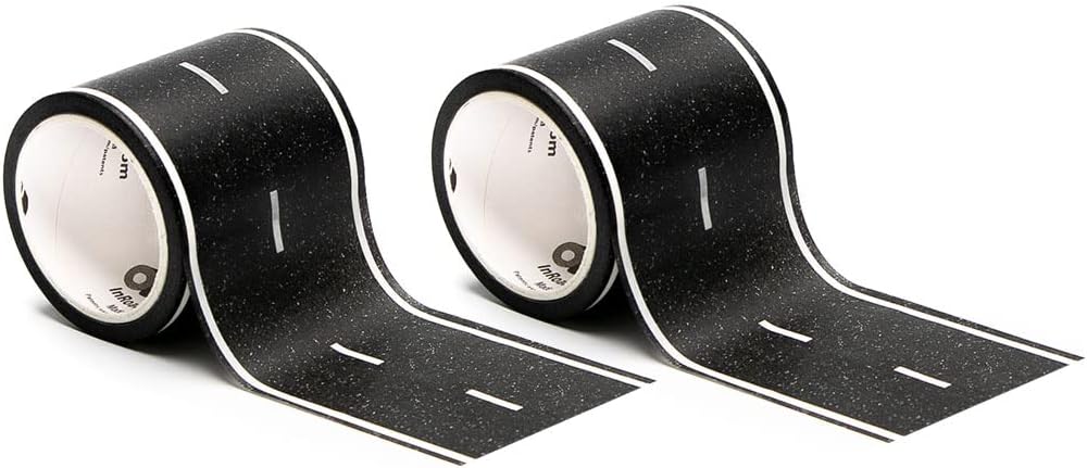 PlayTape Road Tape for Toy Cars - Sticks to Flat Surfaces, No Residue; 2-Pack of 30 ft. x 2 in. Black Road